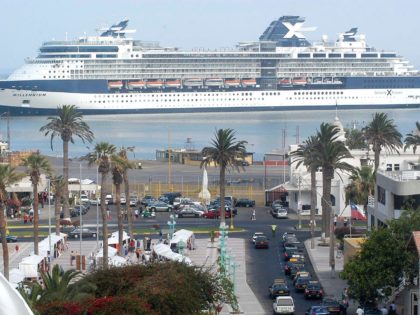 Celebrity Cruises' ship Millennium is seen in Arica's port city on Wednesday, March 22, 2006. Twelve elderly American tourists were killed when a bus carrying them were returning to Celebrity Cruises' ship Millennium from an excursion to Lauca National Park Wednesday when the bus swerved to avoid an approaching truck …
