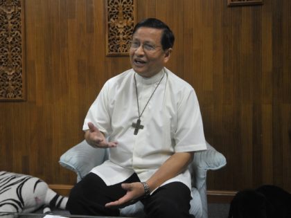 Newly appointed cardinal Charles Maung Bo of Myanmar talks during an interview at his office in Yangon on January 6, 2015. Pope Francis on January 4 named 20 new cardinals, a majority of them from Africa, Asia and Latin America, increasingly key areas as the Roman Catholic Church's support shifts …