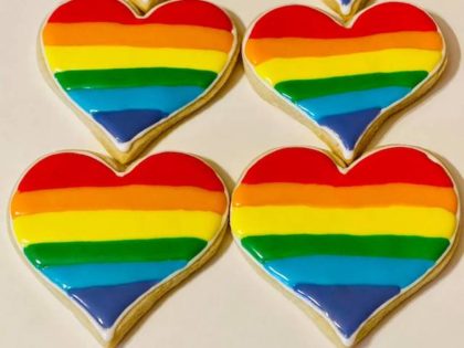 This Facebook photo is from Cookies from Confections Bakery in Texas. The bakery captioned it, "More LOVE. Less hate. Happy Pride to all our LGBTQ friends! All lovers of cookies and happiness are welcome here?✨" (Confections/Facebook)
