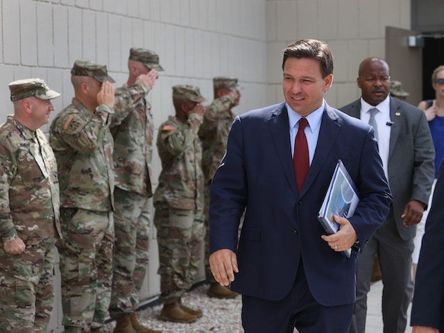 MIAMI, FLORIDA - JUNE 07: Florida Gov. Ron DeSantis arrives for a bill signing ceremony at the Florida National Guard Robert A. Ballard Armory on June 07, 2021 in Miami, Florida. The governor signed the bills to combat foreign influence and corporate espionage in Florida from governments like China. (Photo …