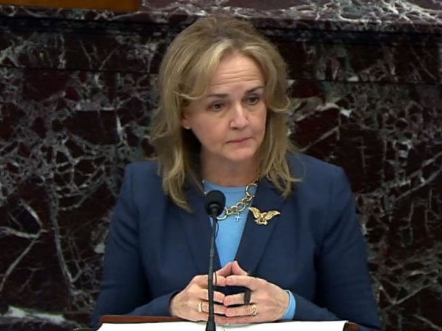 WASHINGTON, DC - FEBRUARY 13: In this screenshot taken from a congress.gov webcast, Impeachment Manager Rep. Madeleine Dean (D-PA) delivers closing arguments on the fifth day of former President Donald Trump's second impeachment trial at the U.S. Capitol on February 13, 2021 in Washington, DC. House impeachment managers had argued …