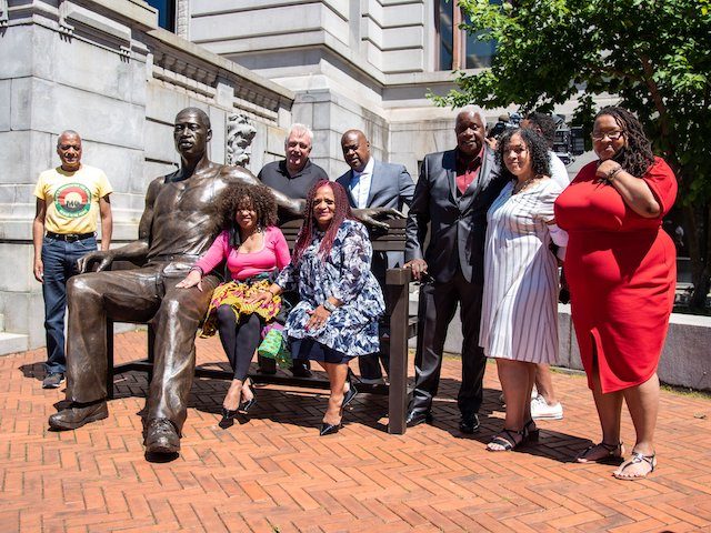 "Today Mayor @rasjbaraka unveiled a donated statue honoring George Floyd in front of City