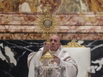 Pope Francis leads a Holy Mass on the Solemnity of the Most Holy Body and Blood of Christ