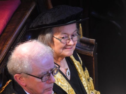 LONDON, ENGLAND - OCTOBER 01: Lady Hale in Westminster Abbey during the Judge's Ceremony on October 1, 2019 in London, England. The legal year begins at the beginning of October and since the middle ages has been marked with a procession of judges from Temple Bar to Westminster Abbey for …