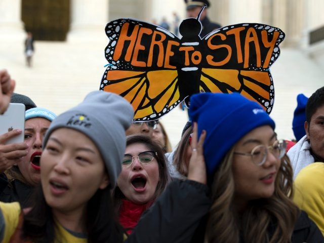 Demonstrators arrive in front of the US Supreme Court during the "Home Is Here" March for Deferred Action for Childhood Arrivals (DACA), and Temporary Protected Status (TPS) on November 10, 2019 in Washington D.C. - They begun a march from New York City to Washington DC, to the US Supreme …