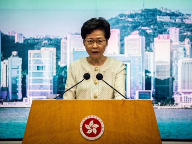 Hong Kong Chief Executive Carrie Lam speaks to the media about the new national security law introduced to the city at her weekly press conference in Hong Kong on July 7, 2020. - China has quickly moved to censor Hong Kong's internet and access users' data using a feared new …