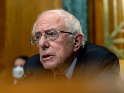 Chairman Sen. Bernie Sanders, I-Vt., speaks as Neera Tanden, President Joe Biden’s nominee for Director of the Office of Management and Budget (OMB), testifies during a Senate Committee on the Budget hearing on Capitol Hill in Washington, Wednesday, Feb. 10, 2021.(AP Photo/Andrew Harnik, Pool)