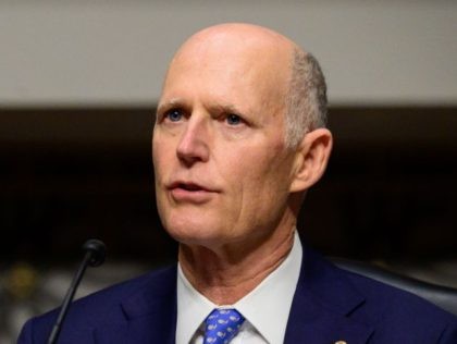 Senator Rick Scott, R-Fla., speaks during a Senate Homeland Security and Governmental Affairs and Senate Rules and Administration committees joint hearing on Capitol Hill, Washington, DC, February 23, 2021, to examine the January 6th attack on the Capitol. (Photo by ERIN SCOTT / POOL / AFP) (Photo by ERIN SCOTT/POOL/AFP …
