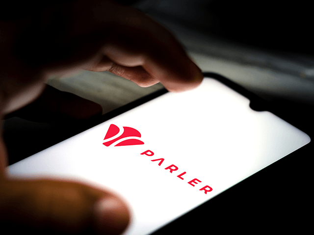 In this photo illustration the Parler logo seen displayed on a smartphone screen. (Photo Illustration by Rafael Henrique/SOPA Images/LightRocket via Getty Images)