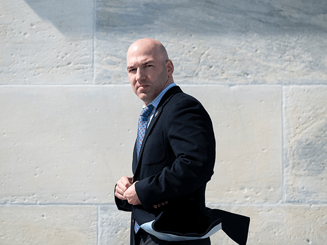 Rep. Anthony Gonzalez (R-OH) walks down the House steps after a vote on March 11, 2021. (Bill Clark/CQ-Roll Call, Inc via Getty Images)