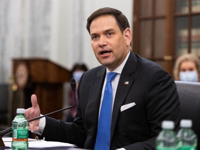 Senator Marco Rubio, R-FL, speaks during a Senate Committee on Commerce, Science, and Transportation confirmation hearing on Capitol Hill in Washington, DC, April 21, 2021. (Photo by Graeme Jennings / POOL / AFP) (Photo by GRAEME JENNINGS/POOL/AFP via Getty Images)