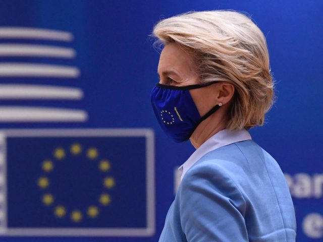 President of the European Commission Ursula von der Leyen arrives to attend the second day of the EU summit at the European Council building in Brussels on May 25, 2021. - European Union leaders take part in a two day in-person meeting to discuss the coronavirus pandemic, climate and Russia. …
