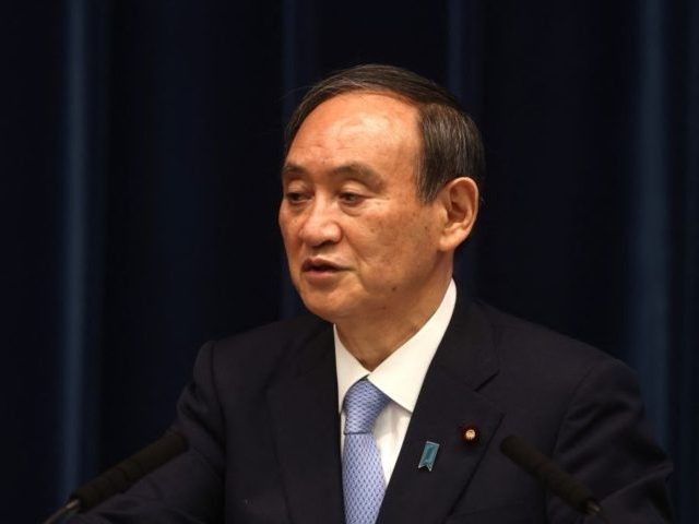 Japan's Prime Minister Yoshihide Suga speaks during a press conference at the prime minist