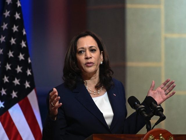 US Vice-President Kamala Harris speaks during a joint press conference with Guatemalan President Alejandro Giammattei (out of frame) at the Culture Palace in Guatemala City on June 7, 2021. - Harris arrived in Guatemala Sunday, bringing a message of "hope" to a region hammered by Covid-19 and which is the …