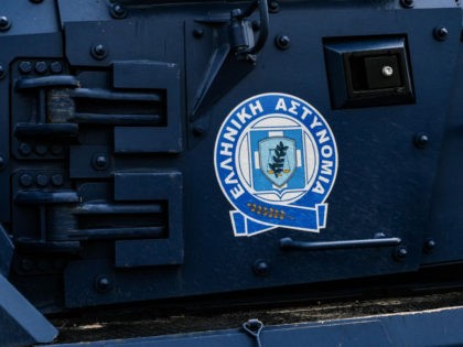 NEA VYSSA, GREECE - JUNE 14: An armored vehicle used in times of large migrant flows by the Hellenic Police remains parked at the main surveillance control center located near the Evros River on June 14, 2021 in Nea Vyssa, Greece. In an effort to crackdown on migration through their …