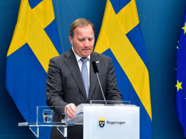 Sweden's Prime Minister Stefan Loefven attends a press conference after the no-confidence voting in the Swedish Parliment, Stockholm, June 21, 2021. - Sweden's government was toppled, after Prime Minister Stefan Lofven became the first Swedish premier to lose a no confidence vote, meaning he can now either resign or trigger …