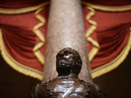 WASHINGTON, DC - JUNE 18: A statue of Joseph Wheeler, a cavalry general in the Confederate States Army during the Civil War and member of the House of Representatives, is on display in Statuary Hall inside the U.S. Capitol June 18, 2020 in Washington, DC. Speaker of the House Nancy …