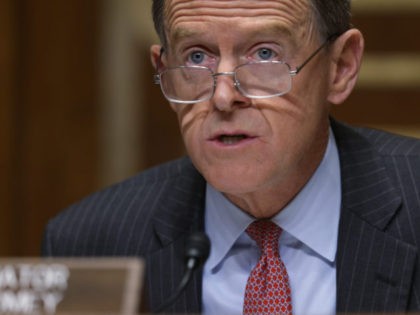 WASHINGTON, DC - DECEMBER 10: Commissioner Sen. Pat Toomey (R-PA) speaks during a hearing before the Congressional Oversight Commission at Dirksen Senate Office Building December 10, 2020 on Capitol Hill in Washington, DC. The commission held a hearing on “Examination of Loans to Businesses Critical to Maintaining National Security.” (Photo …