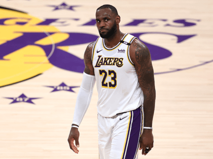 LeBron James #23 of the Los Angeles Lakers looks on during the second half of Game Four of the Western Conference first-round playoff series against the Phoenix Suns at Staples Center on May 30, 2021 in Los Angeles, California. NOTE TO USER: User expressly acknowledges and agrees that, by downloading …