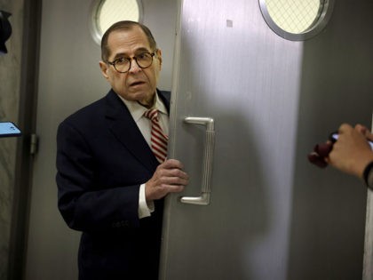 WASHINGTON, DC - JUNE 04: House Judiciary Committee Chairman Rep. Jerry Nadler (D-NY) speaks to reporters outside of a closed door meeting with Former White House counsel Don McGahn and the House Judiciary Committee in the Rayburn House Office Building on June 04, 2021 in Washington, DC. Don McGahn, a …