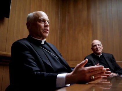 San Francisco Archbishop Salvatore Cordileone, (left) is joined by Vicar for Administration, Father John J. Piderit during a meeting with the Chronicle's editorial board on Tues. February 24, 2015. Cordileone is a leading conservative "culture warrior" among the nation's Catholic Church leaders. (Photo By Michael Macor/The San Francisco Chronicle via …