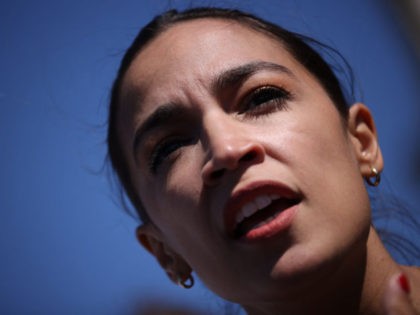 WASHINGTON, DC - JUNE 16: Rep. Alexandria Ocasio-Cortez (D-NY) speaks during an event outs