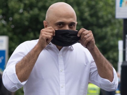 LONDON, ENGLAND - JUNE 28: Newly appointed Health secretary Sajid Javid puts on a face mask as he leaves St Thomas' Hospital after a visit on June 28, 2021 in London, England. Sajid Javid previously served as Home Secretary from 2018-2019. He replaces Matt Hancock as secretary for the Department …