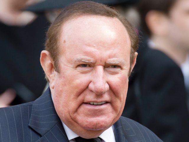 Journalist Andrew Neil leaves St Paul's Cathedral at the end of British former prime minis