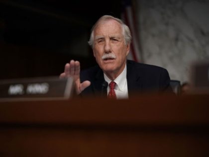 WASHINGTON, DC - MAY 09: U.S. Sen. Angus King (ID-ME) speaks during a confirmation hearing for CIA Director nominee Gina Haspel before the Senate (Select) Committee on Intelligence May 9, 2018 in Washington, DC. If confirmed, Haspel will succeed Mike Pompeo to be the next CIA director. (Photo by Alex …