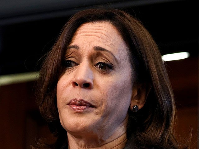 WASHINGTON, DC - JUNE 02: U.S. Vice President Kamala Harris speaks to reporters about her upcoming trip to Guatemala and Mexico after a swearing-in ceremony for Eric Lander, the incoming director of the White House Office of Science and Technology Policy, at the Eisenhower Executive Office Building on June 02, …