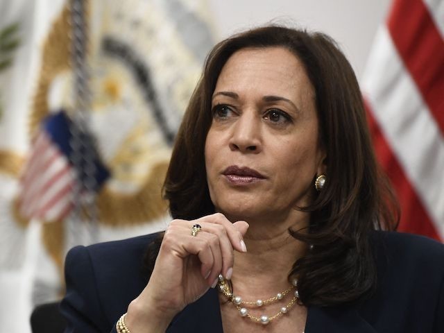 US Vice President Kamala Harris participates in a roundtable discussion with advocates fro