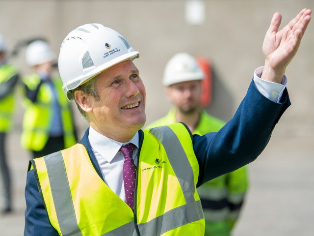 BRISTOL, ENGLAND - MAY 27: Labour leader Keir Starmer gestures with his hand during a visit to Royal Portbury Docks on May 27, 2021 in Bristol, England. The West of England's new metro mayor Dan Norris was elected in May's elections and is being joined on a jobs visit to …