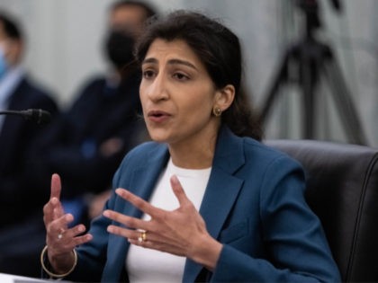 WASHINGTON, DC - APRIL 21: FTC Commissioner nominee Lina M. Khan testifies during a Senate