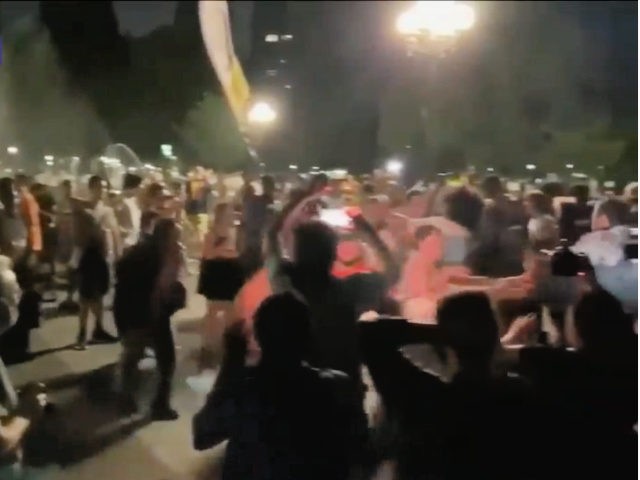 Loud, Late Night Partying in Washington Square Park, NYC