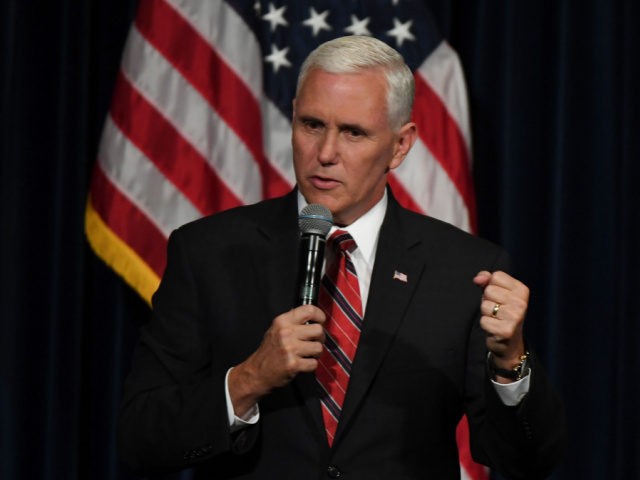 US Vice Presidential Candidate Mike Pence speaks to Republicans at the Ronald Reagan Presi