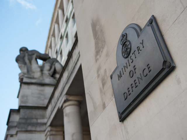 LONDON, ENGLAND - JANUARY 28: A general view of the name plaque of the Ministry of Defence