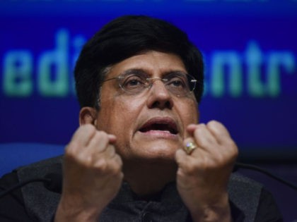 NEW DELHI, INDIA - FEBRUARY 1: Union Finance Minister Piyush Goyal gestures during a press