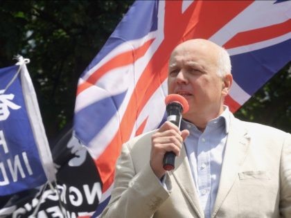 Former Conservative Party leader Sir Iain Duncan Smith addressing a protest for Hong Kong in London. June 12th, 2021. Kurt Zindulka, Breitbart News
