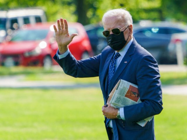 US President Joe Biden arrives on The Ellipse, south of the White House, to board Marine One in Washington, DC on June 2, 2021, as he departs for Rehoboth Beach, Delaware. (Photo by MANDEL NGAN / AFP) (Photo by MANDEL NGAN/AFP via Getty Images)