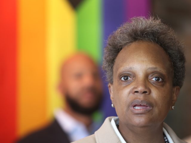 CHICAGO, ILLINOIS - JUNE 07: Chicago Mayor Lori Lightfoot speaks to guests at an event held to celebrate Pride Month at the Center on Halstead, a lesbian, gay, bisexual, and transgender community center, on June 07, 2021 in Chicago, Illinois. Lightfoot is the first openly gay mayor of the city …
