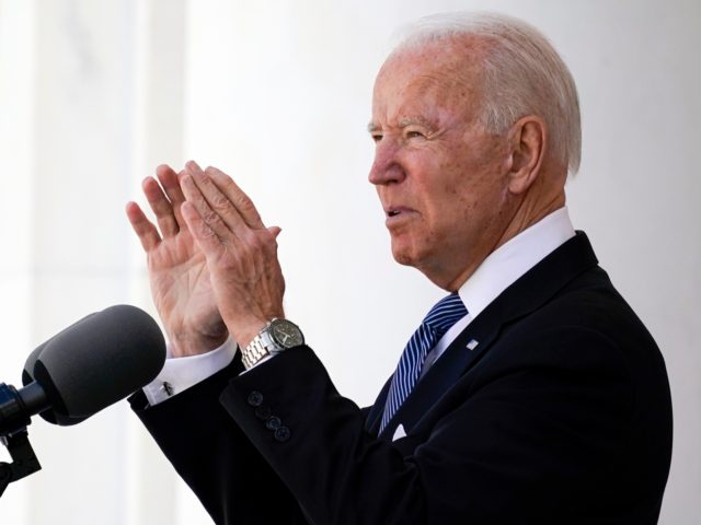 President Joe Biden speaks during the National Memorial Day Observance at the Memorial Amp