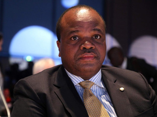 King Mswati III head of state of eSwatini arrives on the second day of the conference of G