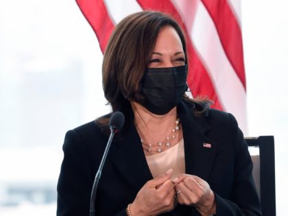US Vice President Kamala Harris speaks during a meeting with Woman Entrepreneurs in Mexico City, on June 8, 2021. - US Vice President Kamala Harris held talks with Mexican President Andres Manuel Lopez Obrador Tuesday during a visit to the region aimed at tackling the "root causes" of a surge …