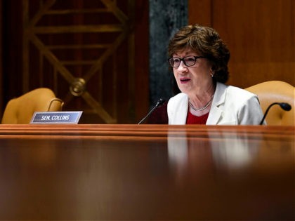 WASHINGTON, DC - JUNE 10: Sen. Susan Collins (R-ME) speaks as Secretary of Housing and Urban Development Marcia Fudge appears to testify during a Senate Appropriations Subcommittee hearing on June 10, 2021 at the Dirksen Senate Office Building in Washington, DC. The committee is hearing testimony on the proposed HUD …