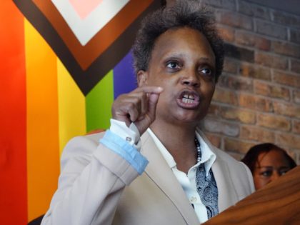 CHICAGO, ILLINOIS - JUNE 07: Chicago Mayor Lori Lightfoot speaks to guests at an event held to celebrate Pride Month at the Center on Halstead, a lesbian, gay, bisexual, and transgender community center, on June 07, 2021 in Chicago, Illinois. Lightfoot is the first openly gay mayor of the city …