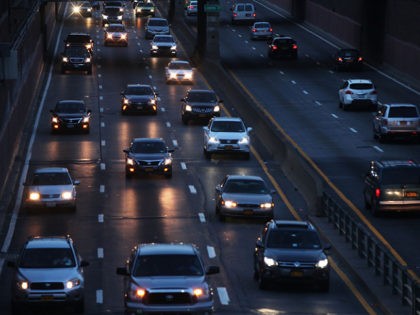 NEW YORK, NY - SEPTEMBER 04: Cars are viewed along a highway in Brooklyn New York at the s