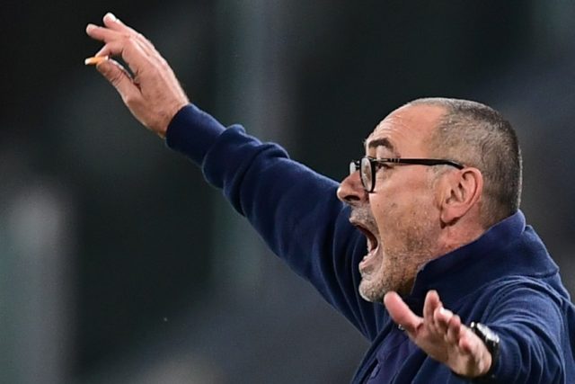 Burning ambition: Maurizio Sarri conducts Juventus by waving a cigarette butt from the si