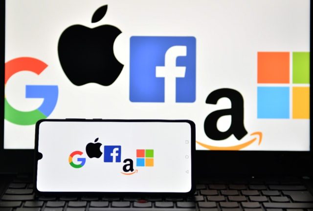 The logos of Google, Apple, Facebook, Amazon and Microsoft: US lawmakers are unveiling ant