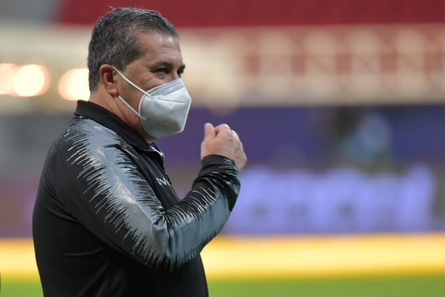 Venezuela's Portuguese coach Jose Peseiro surveys the field at Mane Garrincha Stadium in B