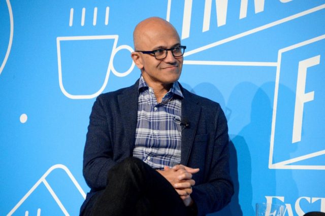 Satya Nadella, seen in November 2019, took over as Microsoft's chief executive in February